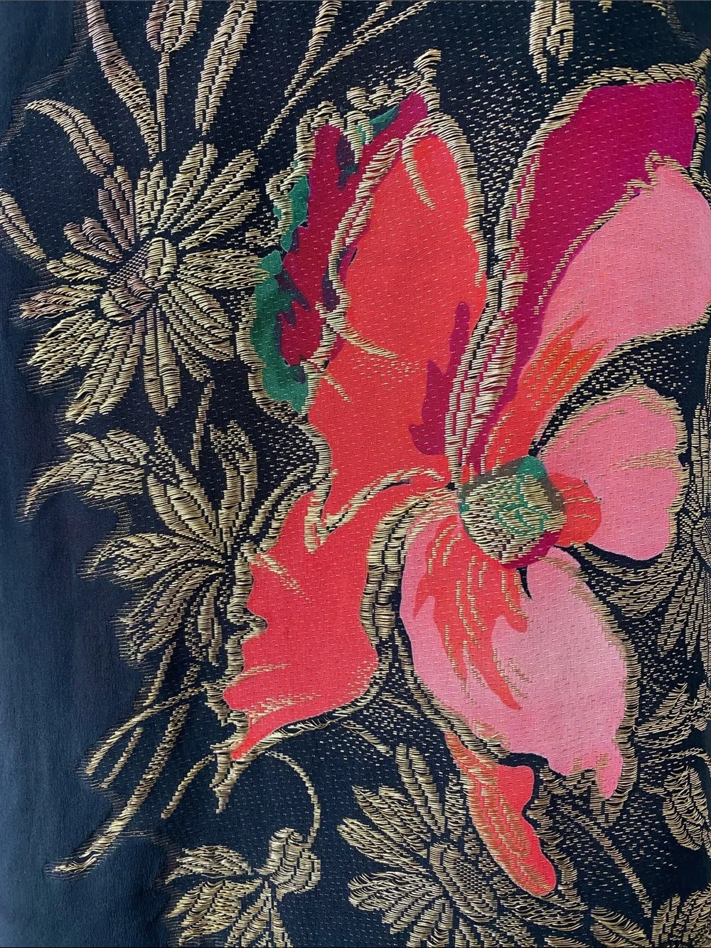 Artisan 100% Silk Embroidered Shawl Hand-Rolled Hem Hand-Knotted Fringe